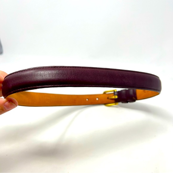 VTG 90S COACH 6605 Men 28" Belt Burgundy Glove Tanned Cowhide Brass Buckle USA - Picture 5 of 6